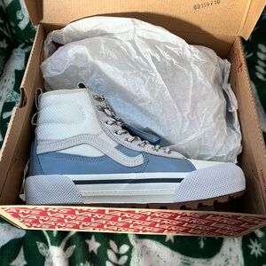 Vans Sk8-Hi Sneakers in Light Blue and White